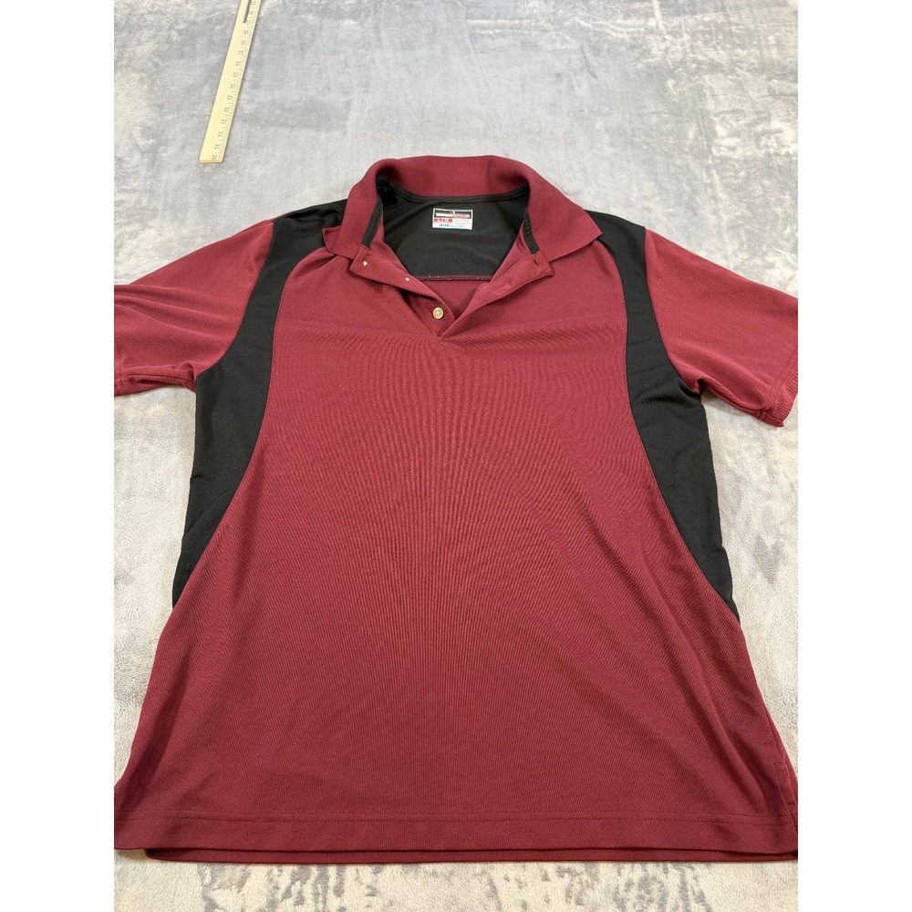 Grand Slam Performance Airflow Polo Shirt Men's Large L Maroon Black Short